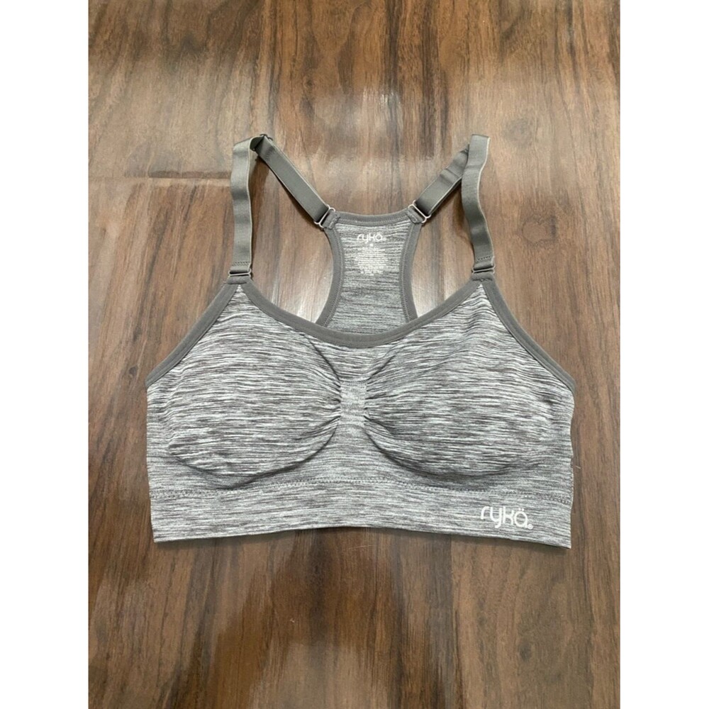 Ryka Heathered Gray Padded Racerback Sports Bra